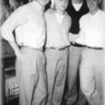 Dick DeVos—Outstanding Recruiter  for Theta Chapter. The editor pledging,  Fall 1952: Dick Davenport ’53, editor,  Dick DeVos ’54, Tom Halliday ’55