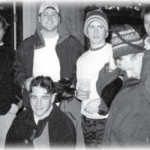 Rush Ski event at Mad River. Ben Harrison, Mike Dowgiewicz, Brad  Chelton, Chris Vaughn (l-r back) and then Ramsy Majoub and Aaron  Seil in the foreground.