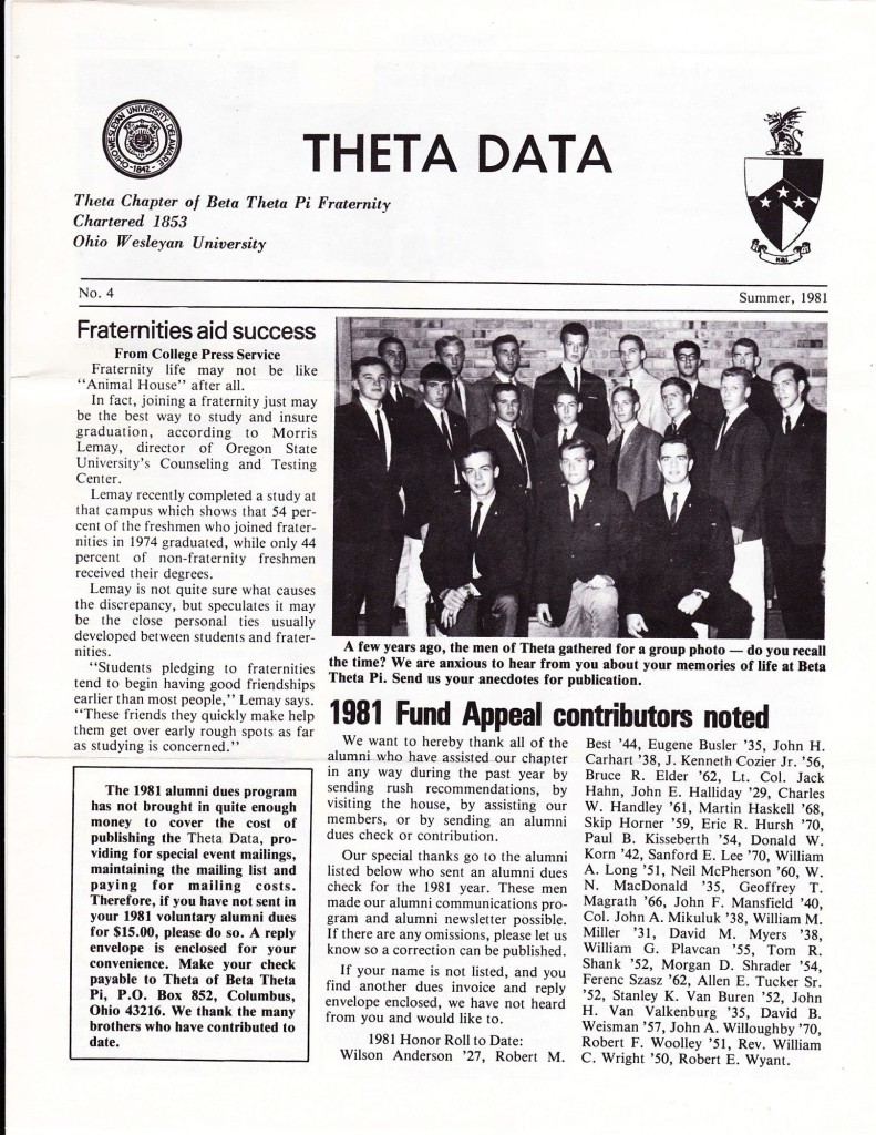 Theta Data - Summer 1981